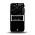 smile or naked black back phone cover | glass case for iphone 16 pro