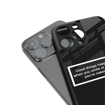 smile or naked black back phone cover | glass case for iphone 14 pro