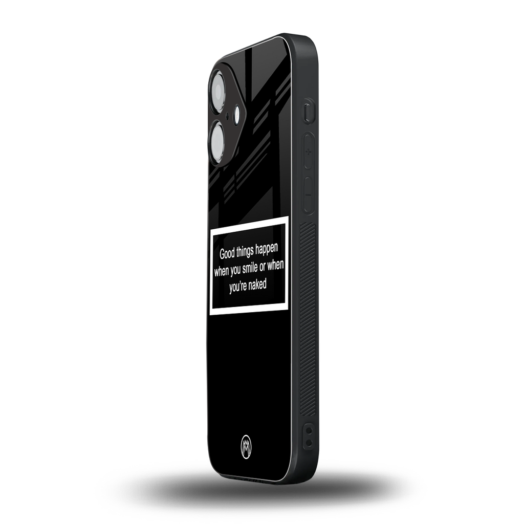 smile or naked black back phone cover | glass case for iphone 16