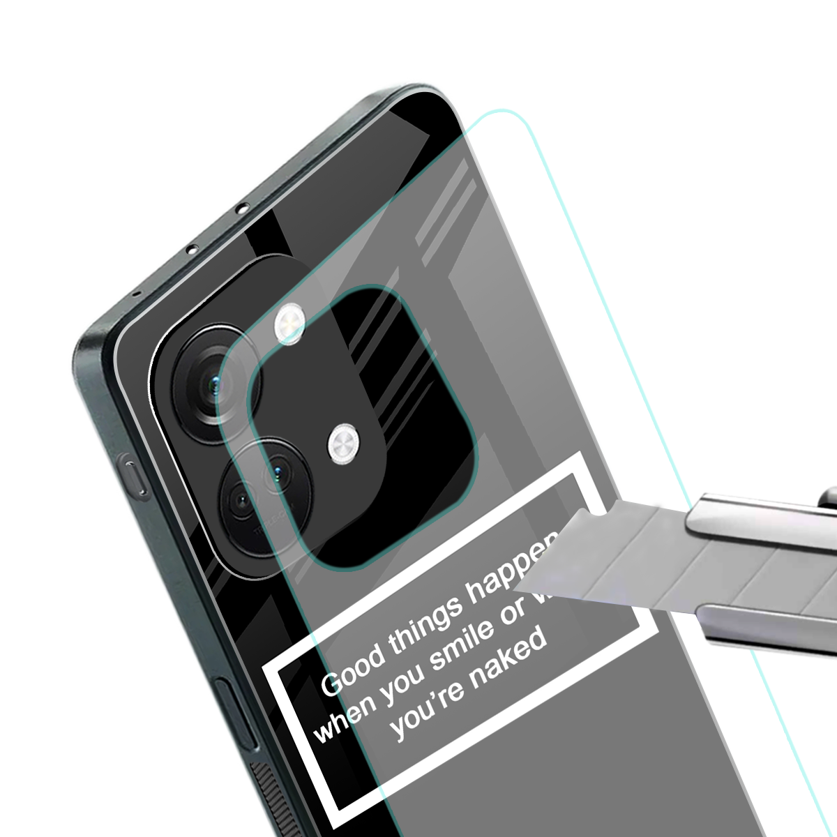 smile or naked black back phone cover | glass case for oneplus nord 3