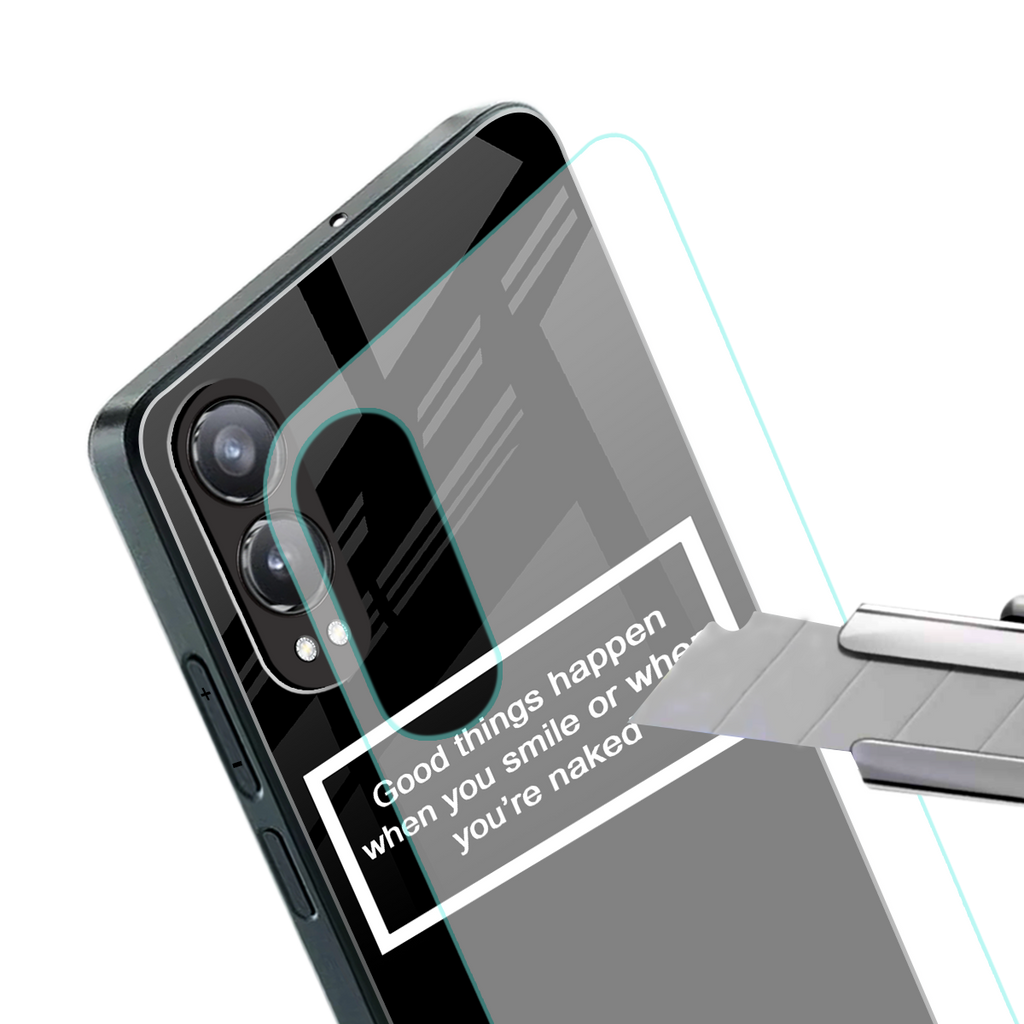 smile or naked black back phone cover | glass case for oneplus nord ce 4 lite
