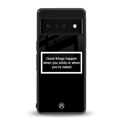 smile or naked black back phone cover | glass case for google pixel 6 pro