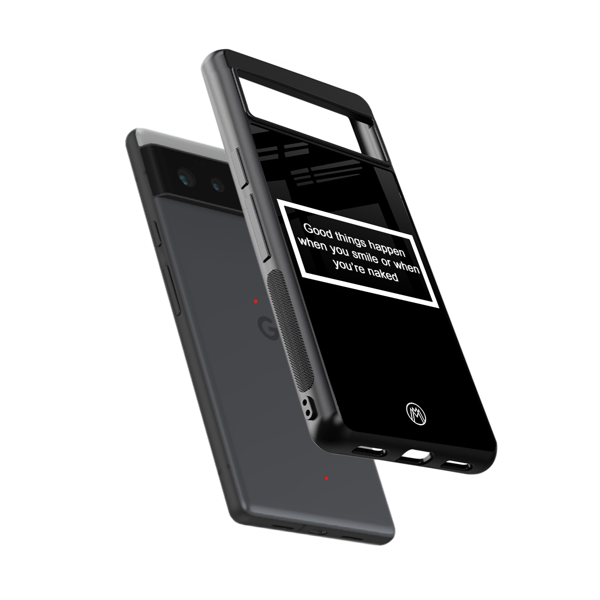 smile or naked black back phone cover | glass case for Google Pixel 6A