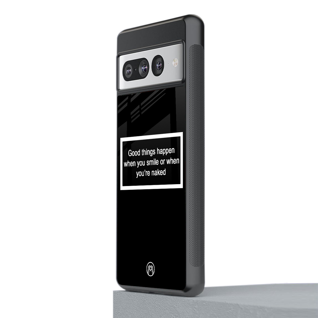 smile or naked black back phone cover | glass case for google pixel 7 pro