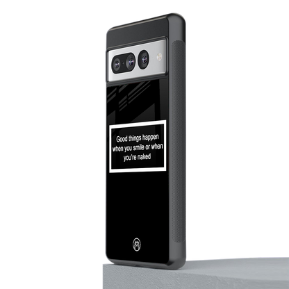 smile or naked black back phone cover | glass case for google pixel 7 pro