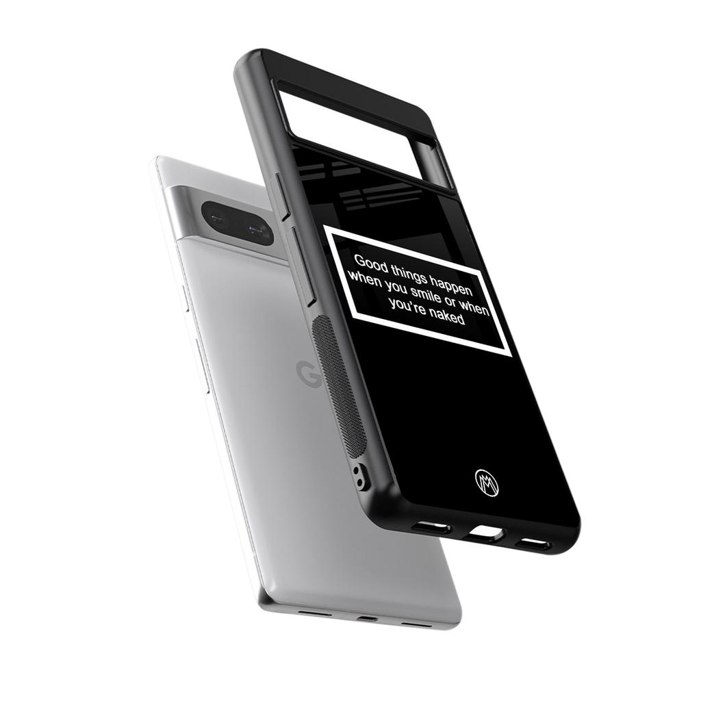 smile or naked black back phone cover | glass case for Google Pixel 7