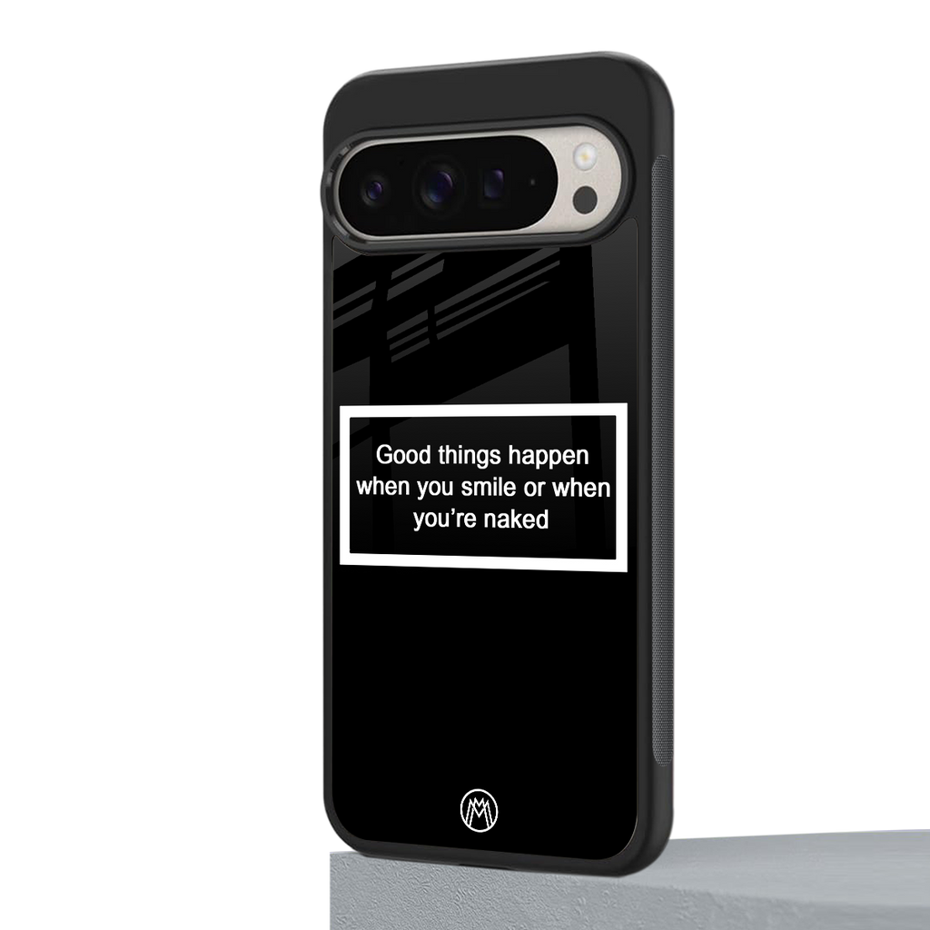 smile or naked black back phone cover | glass case for google pixel 9 pro