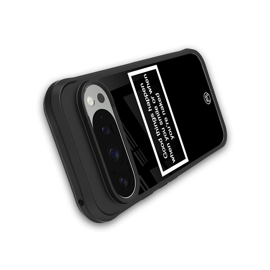smile or naked black back phone cover | glass case for google pixel 9 pro