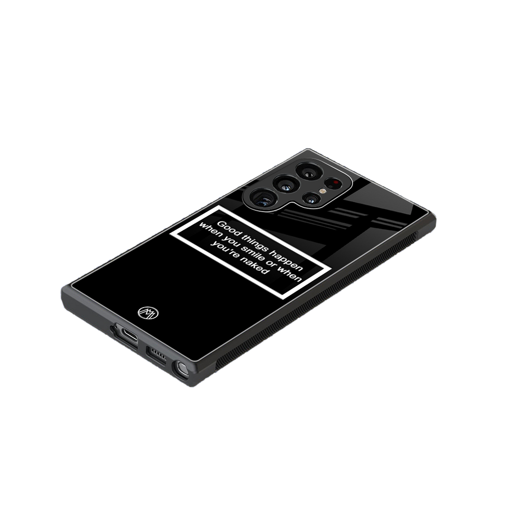 smile or naked black back phone cover | glass case for samsung galaxy s23 ultra
