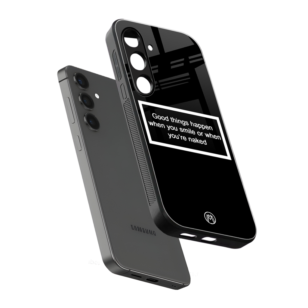 smile or naked black back phone cover | glass case for samsung galaxy s25