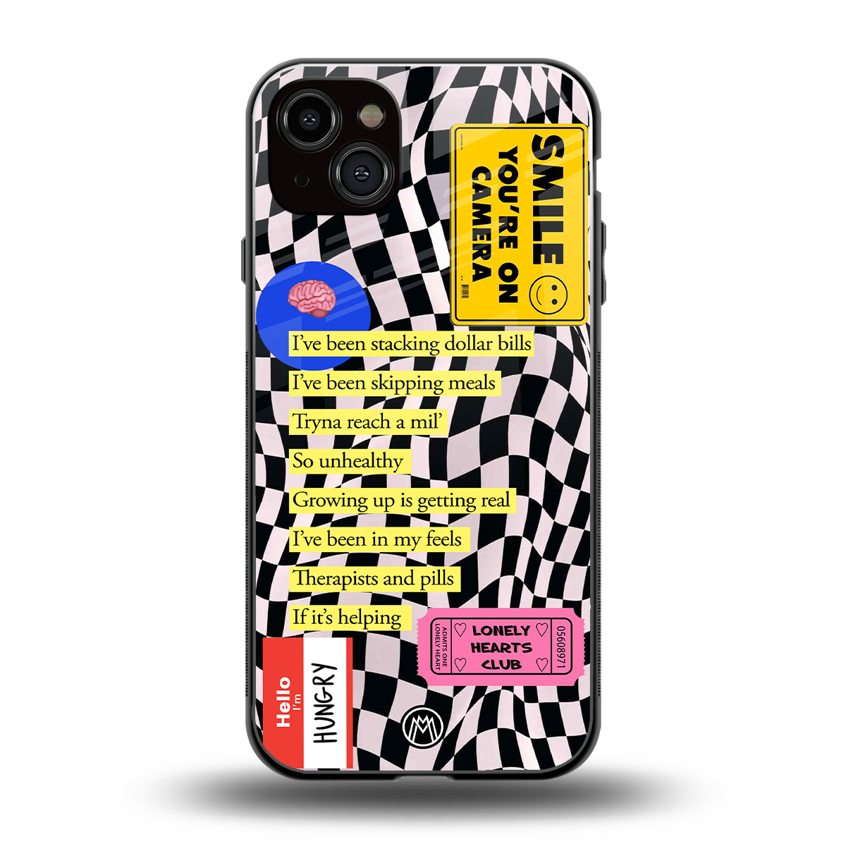 smile you're on camera back phone cover | glass case for iphone 15 plus