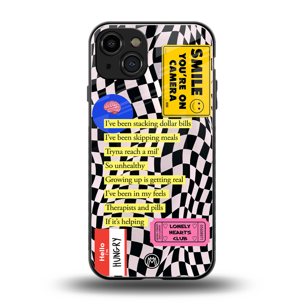 smile you're on camera back phone cover | glass case for iphone 15