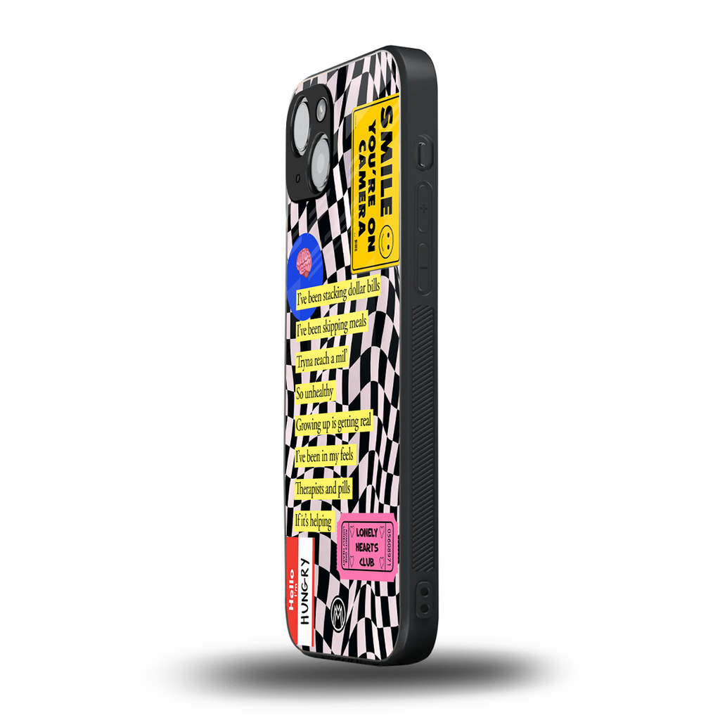 smile you're on camera back phone cover | glass case for iphone 15