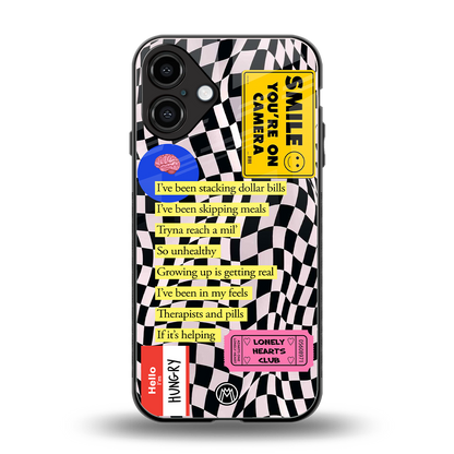 smile you're on camera back phone cover | glass case for iphone 16 plus