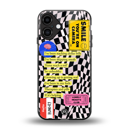 smile you're on camera back phone cover | glass case for iphone 16 plus