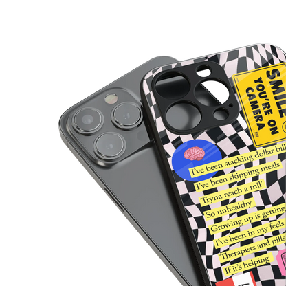 smile you're on camera back phone cover | glass case for iphone 13 pro max