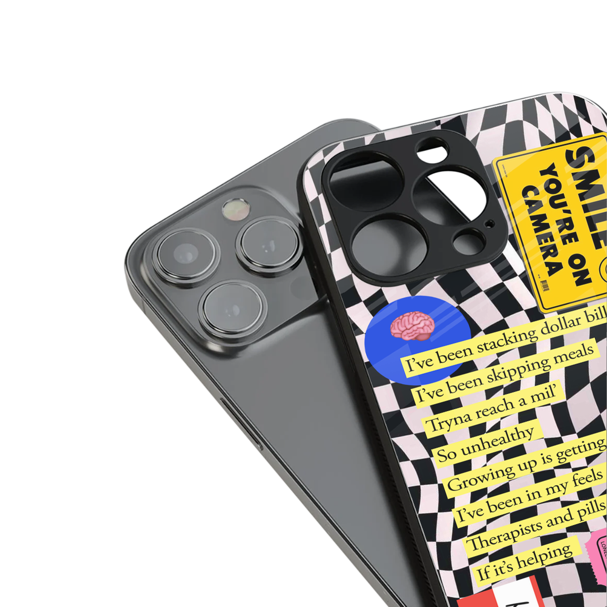 smile you're on camera back phone cover | glass case for iphone 13 mini