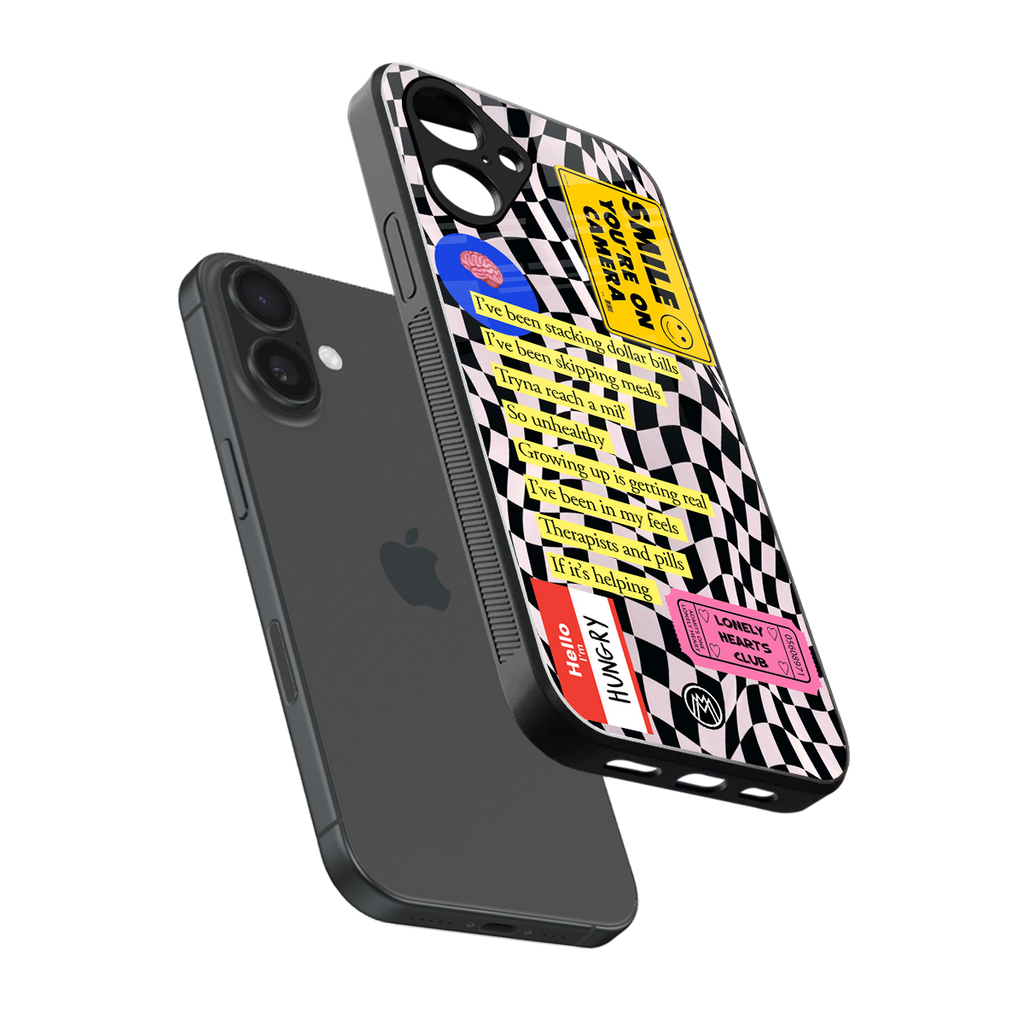 smile you're on camera back phone cover | glass case for iphone 16