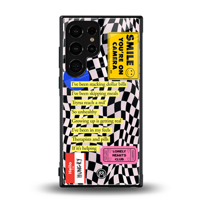 smile you're on camera back phone cover | glass case for samsung galaxy s24 ultra