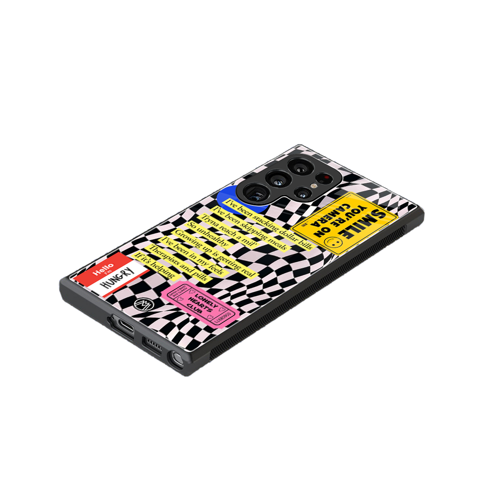 smile you're on camera back phone cover | glass case for samsung galaxy s23 ultra