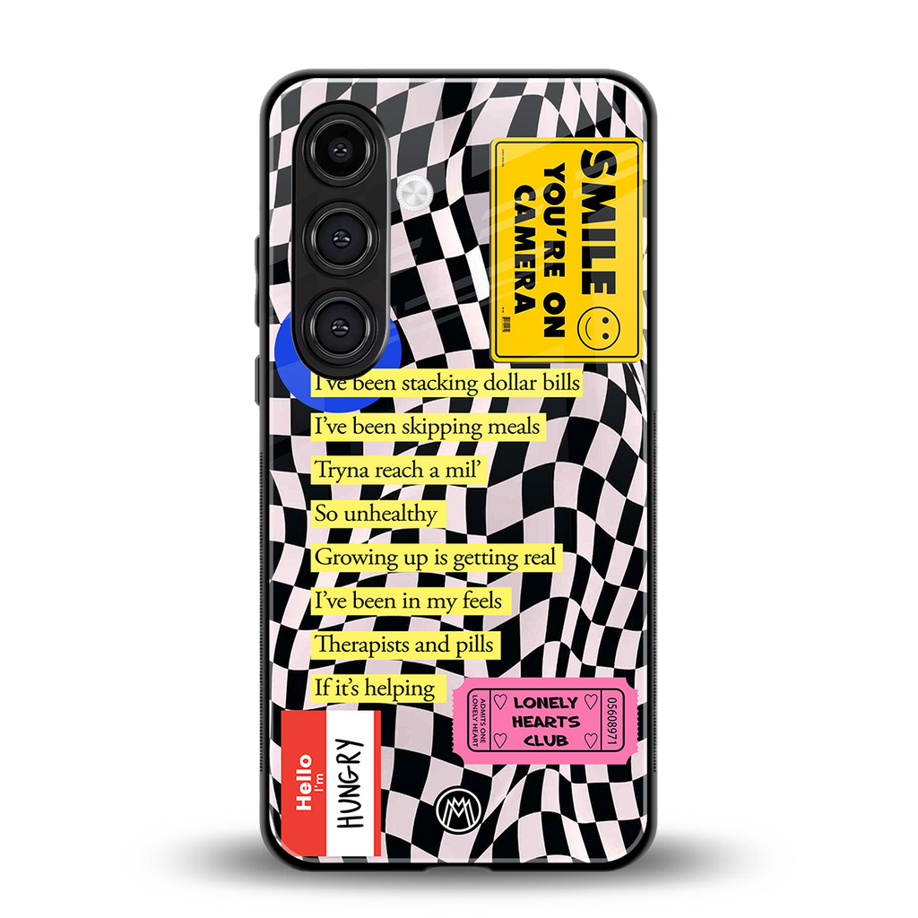 smile you're on camera back phone cover | glass case for samsung galaxy s24 fe
