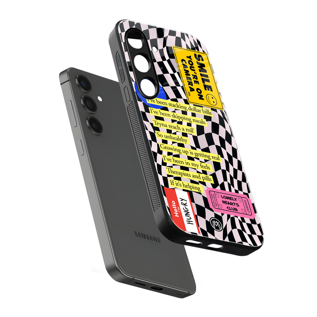 smile you're on camera back phone cover | glass case for samsung galaxy s24 plus