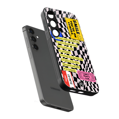 smile you're on camera back phone cover | glass case for samsung galaxy s23