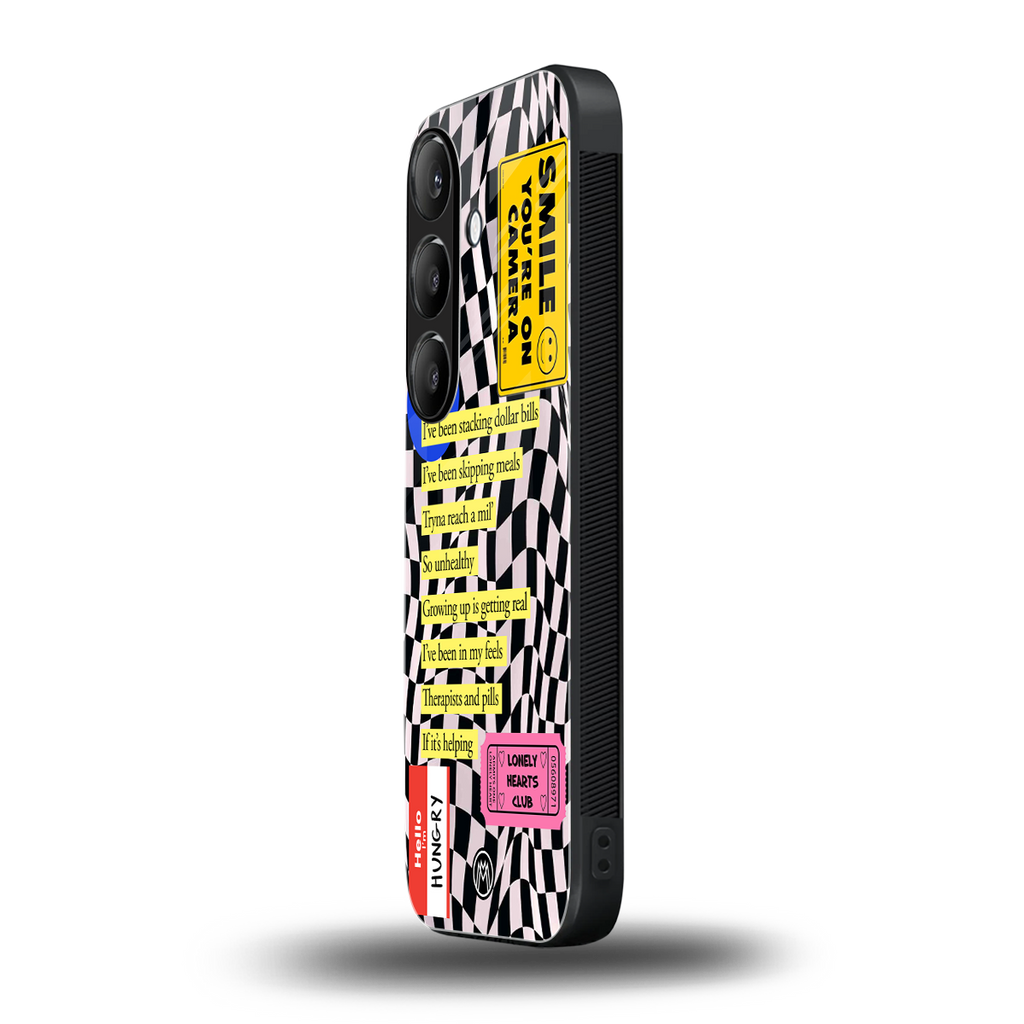 smile you're on camera back phone cover | glass case for samsung galaxy s25