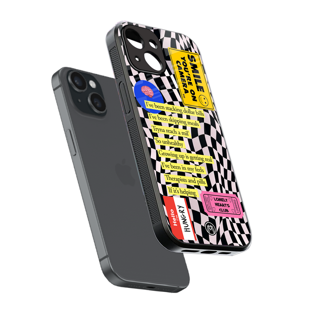 smile you're on camera back phone cover | glass case for iphone 15