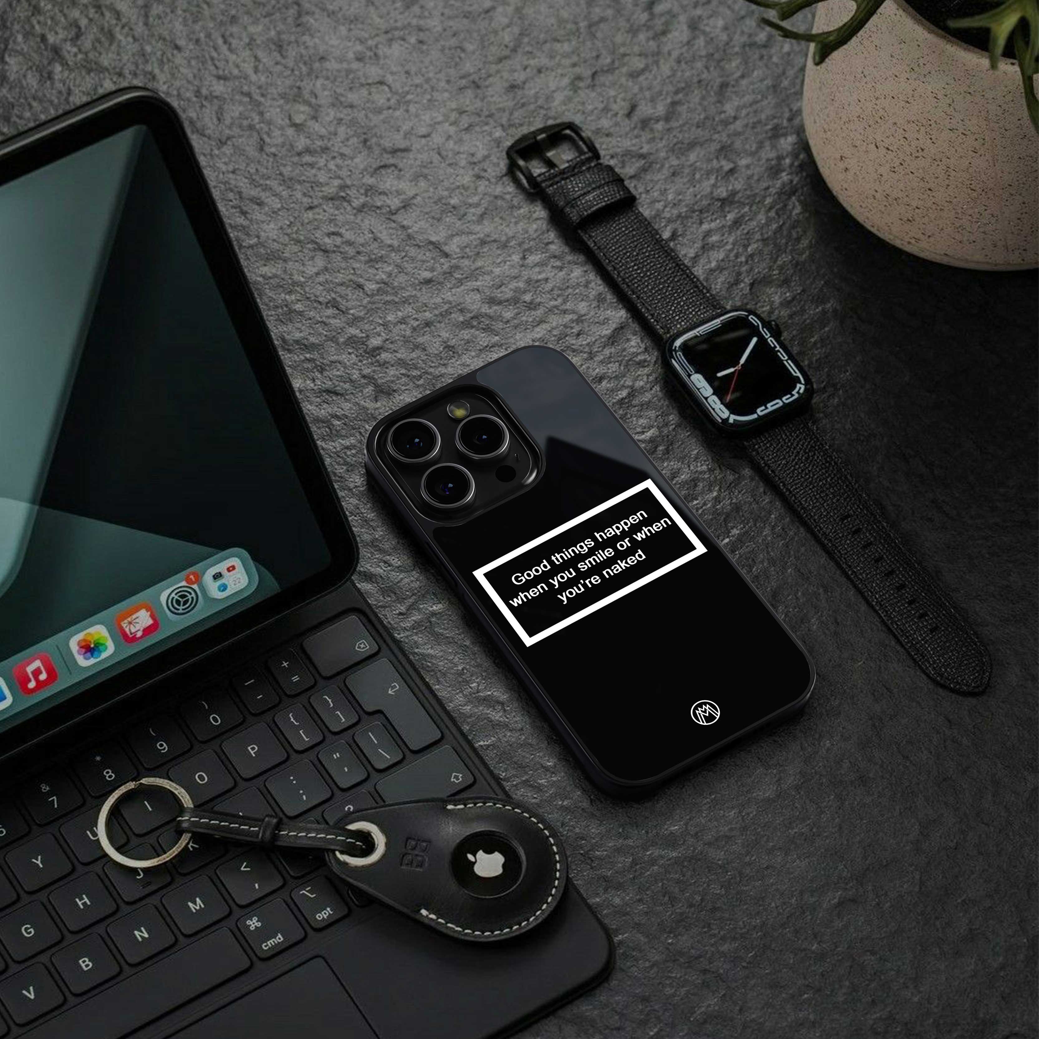 Smile Or Naked Black Phone Cover | Glass Case