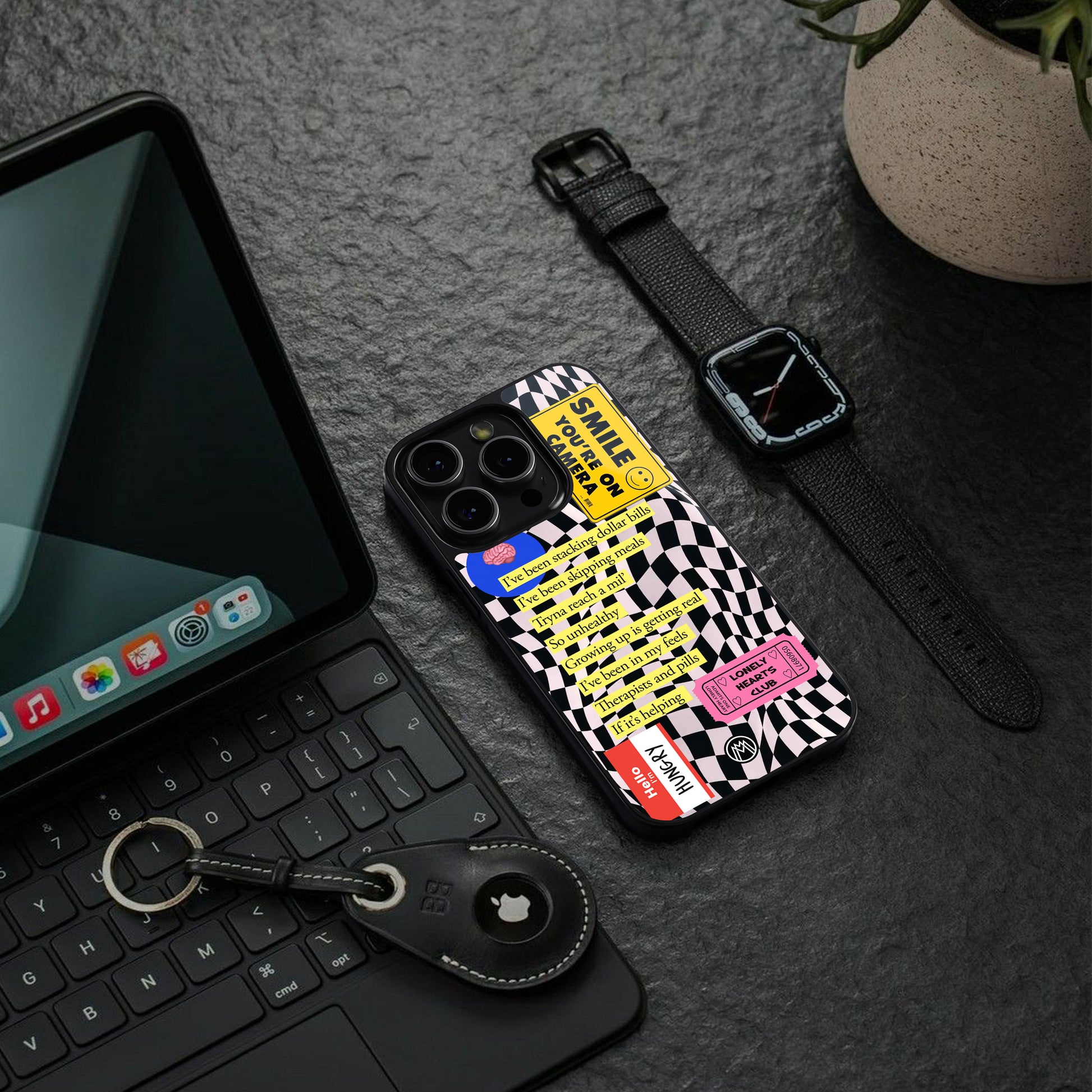 smile you're on camera back phone cover | glass case for iphone 15 pro