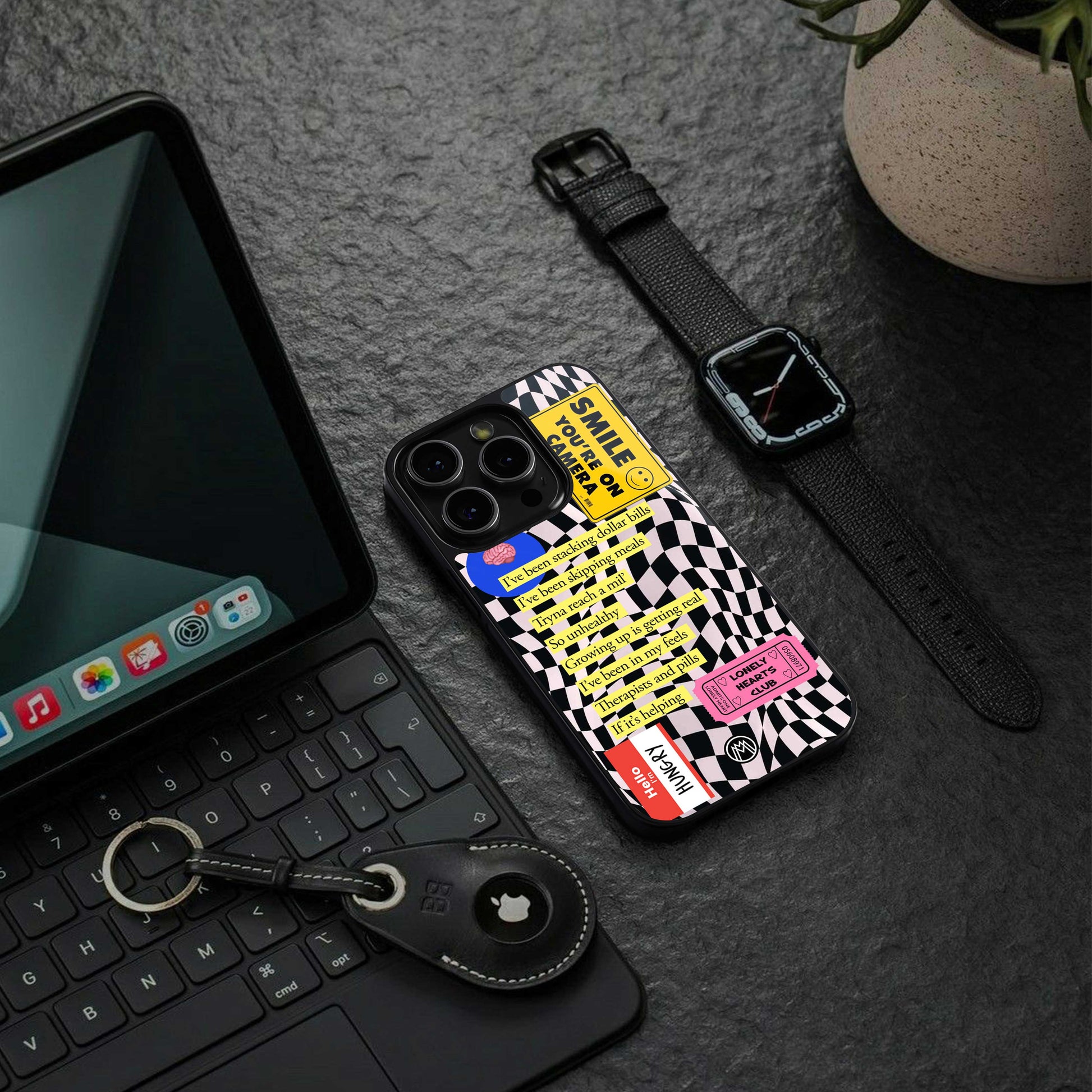 smile you're on camera back phone cover | glass case for iphone 13 pro max