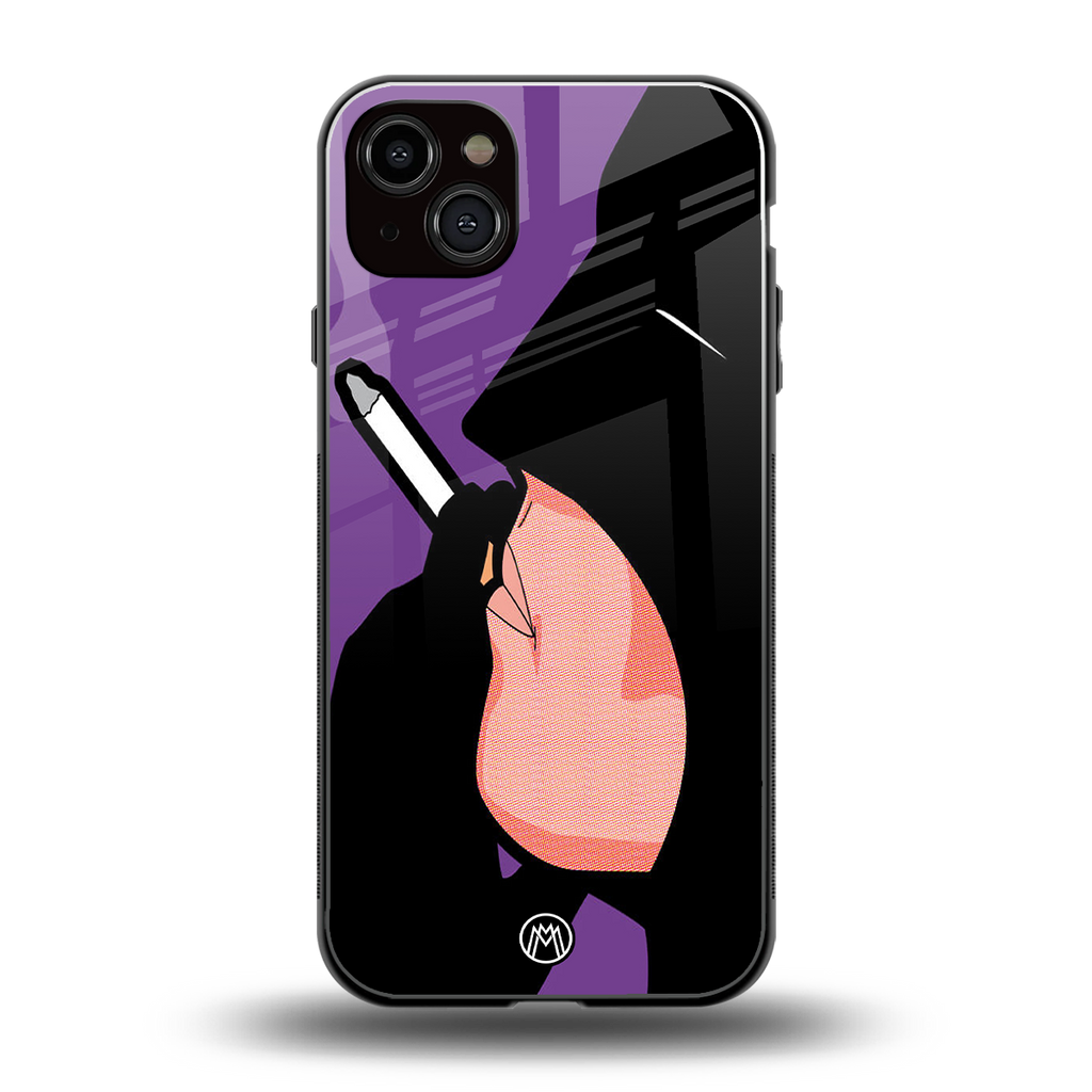 smoking batman back phone cover | glass case for iphone 15 plus