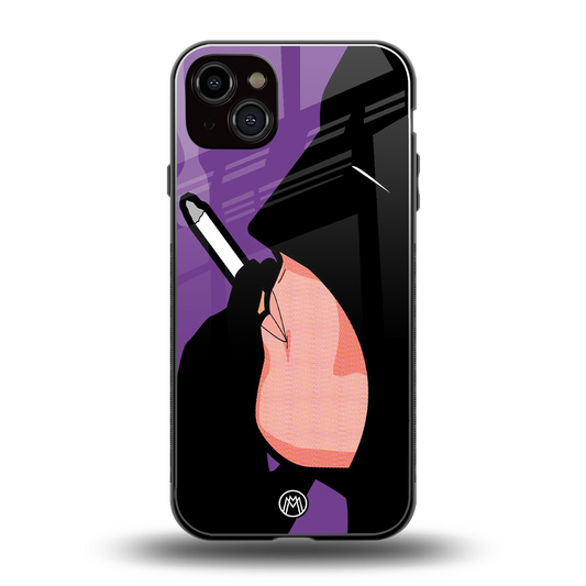 smoking batman back phone cover | glass case for iphone 15 plus