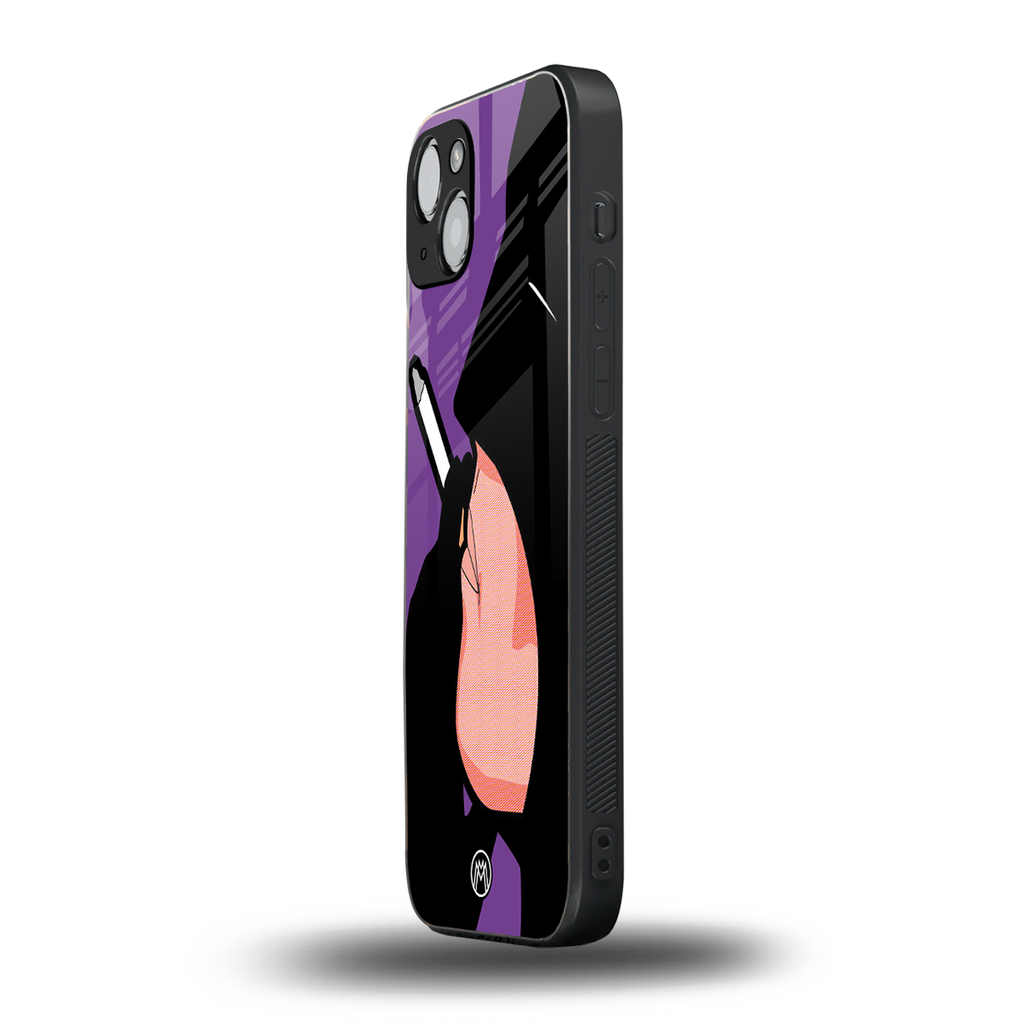 smoking batman back phone cover | glass case for iphone 15 plus