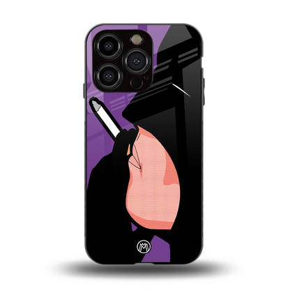 smoking batman back phone cover | glass case for iphone 15 pro