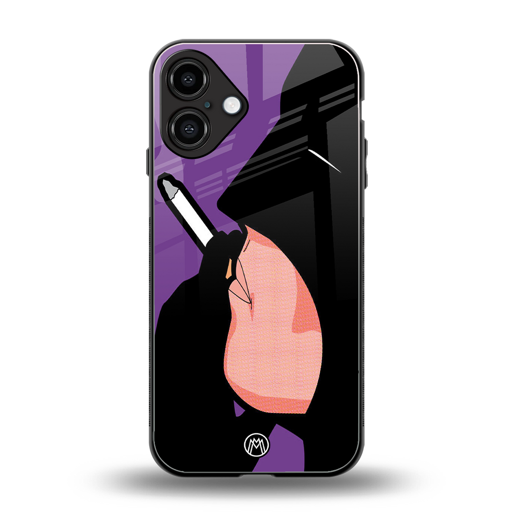 smoking batman back phone cover | glass case for iphone 16 plus