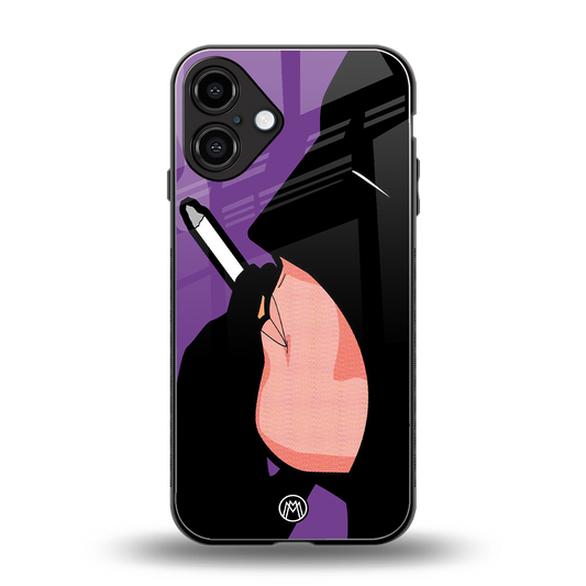 smoking batman back phone cover | glass case for iphone 16 plus