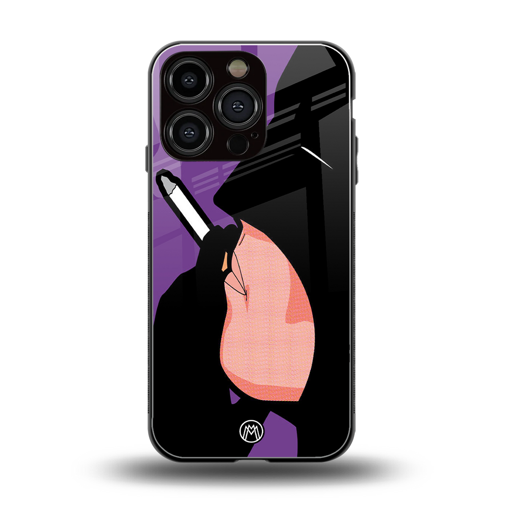 smoking batman back phone cover | glass case for iphone 16 pro