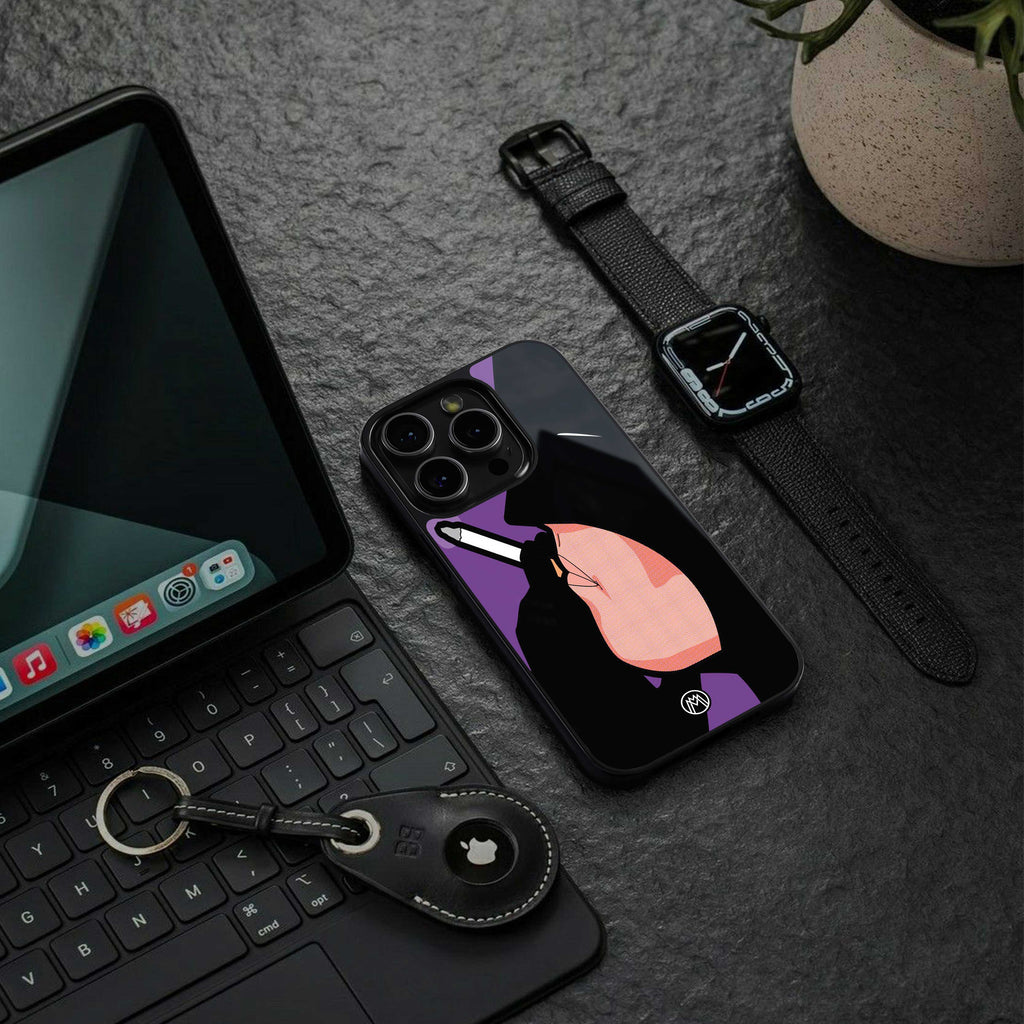 smoking batman back phone cover | glass case for iphone 14 pro max