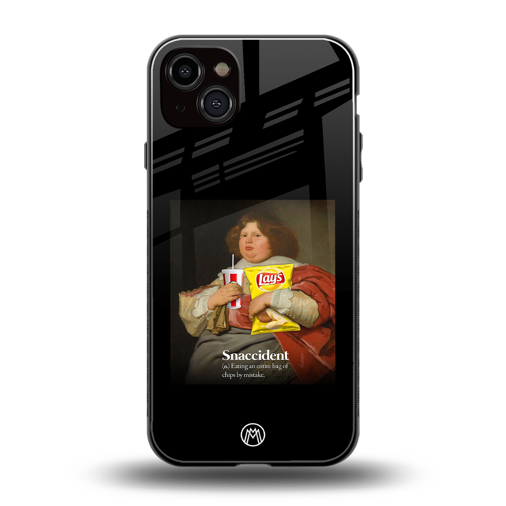 snaccident back phone cover | glass case for iphone 15 plus