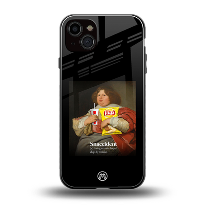 snaccident back phone cover | glass case for iphone 15 plus