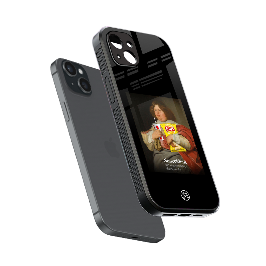 snaccident back phone cover | glass case for iphone 15 plus