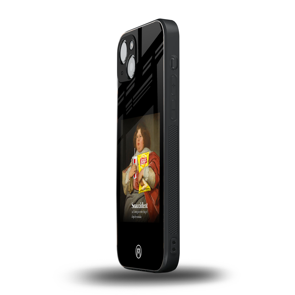 snaccident back phone cover | glass case for iphone 15 plus