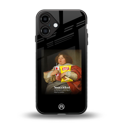snaccident back phone cover | glass case for iphone 16 plus