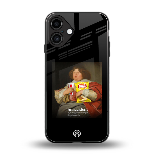 snaccident back phone cover | glass case for iphone 16 plus