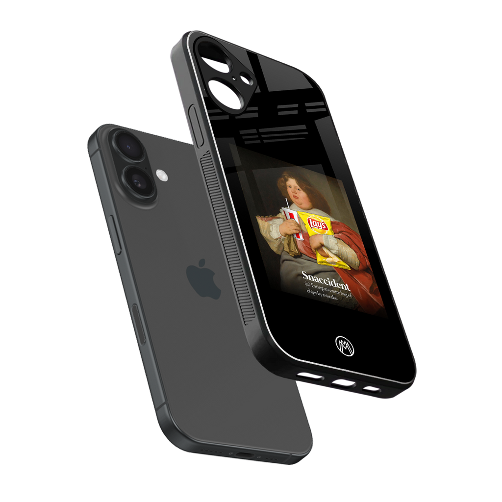snaccident back phone cover | glass case for iphone 16 plus