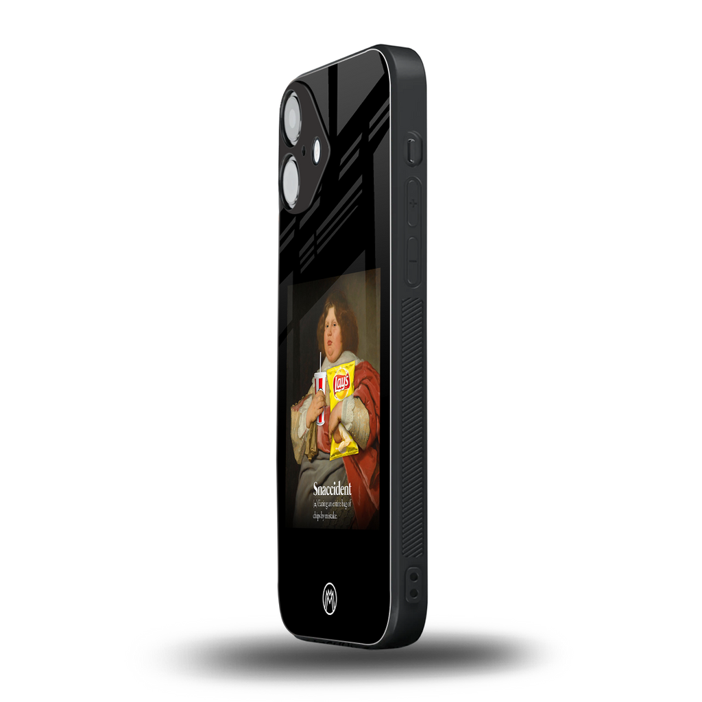 snaccident back phone cover | glass case for iphone 16 plus