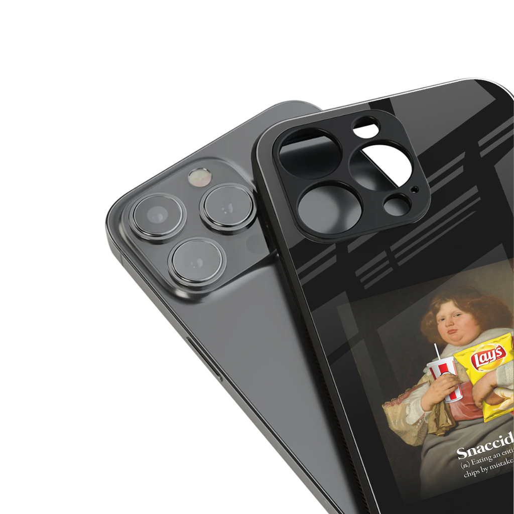 snaccident back phone cover | glass case for iphone 16 plus