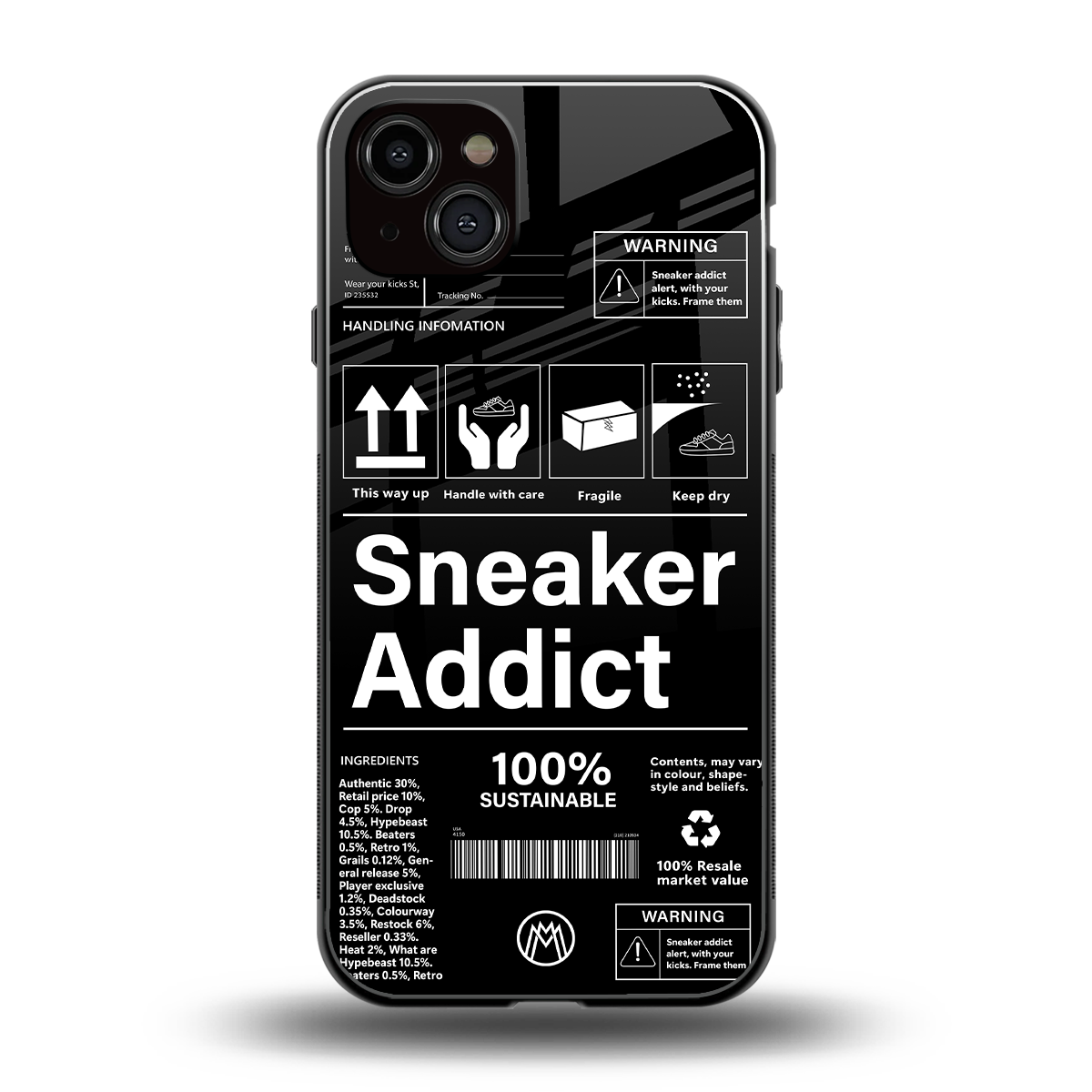 sneaker addict back phone cover | glass case for iphone 15 plus
